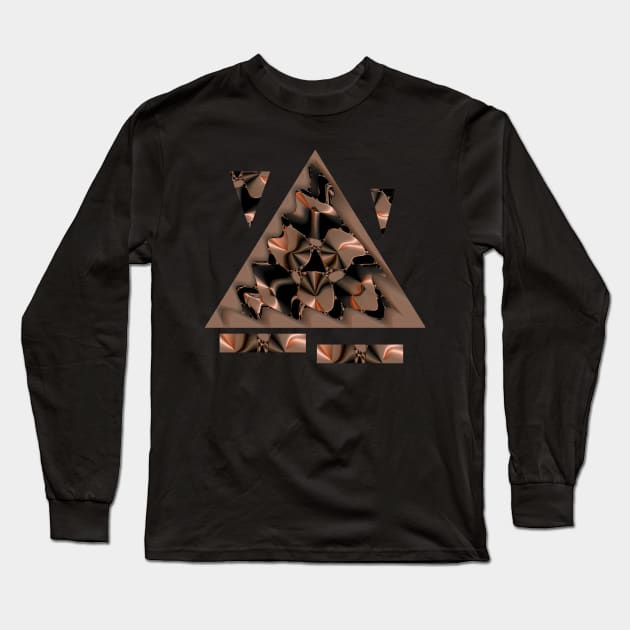 Beige Triangles Fractal Long Sleeve T-Shirt by Gingezel